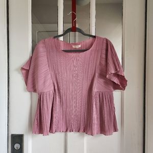 Madewell Pink Micropleat Baby Doll Top, Sz S